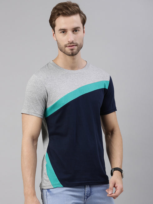 Multicolour Colourblocked Crew Neck Tshirt